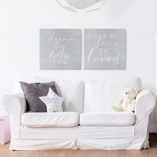 Print on canvas - Wooden Wall Gray Set I