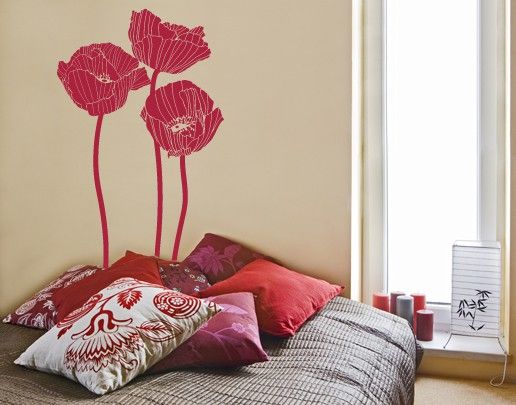 Floral wall stickers No.UL87 poppies group