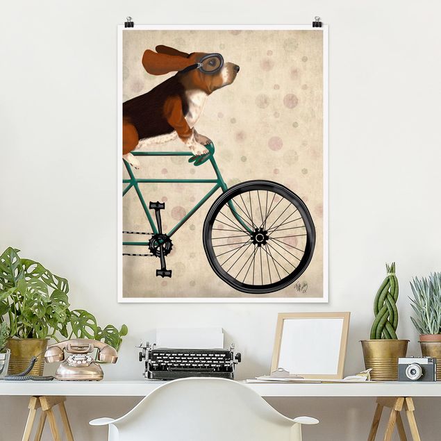 Poster kids room - Cycling - Basset On Bike