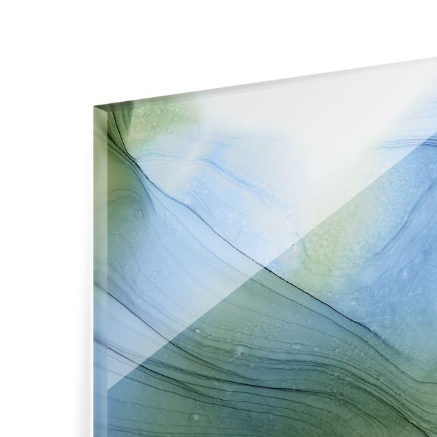 Splashback - Mottled Moss Green With Blue - Landscape format 3:2