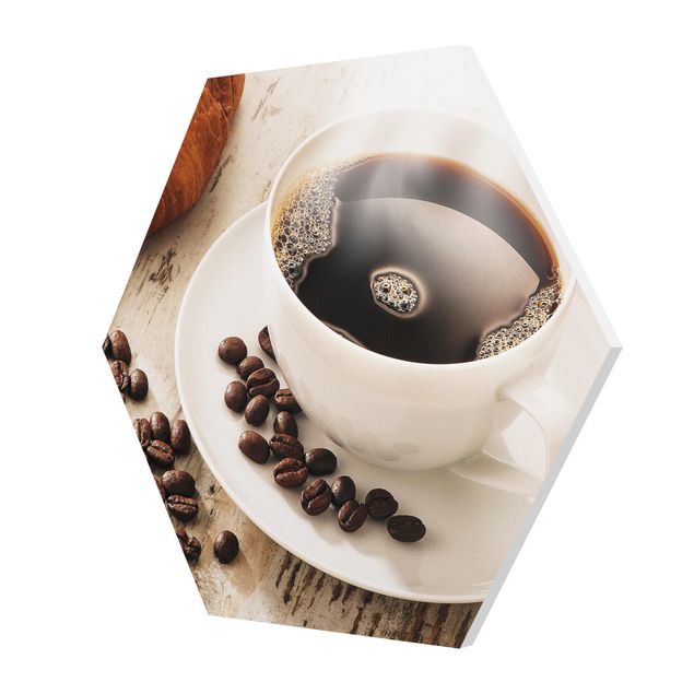 Forex hexagon - Steaming coffee cup with coffee beans