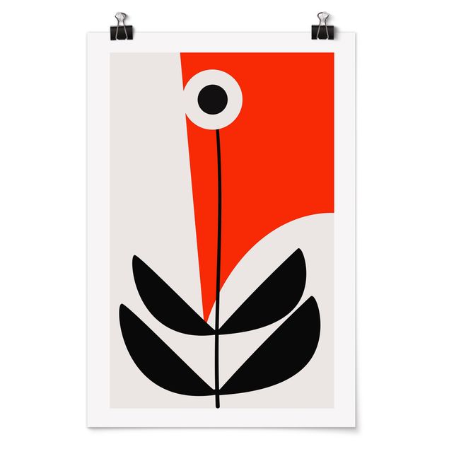 Poster - Abstract Shapes - Flower Red