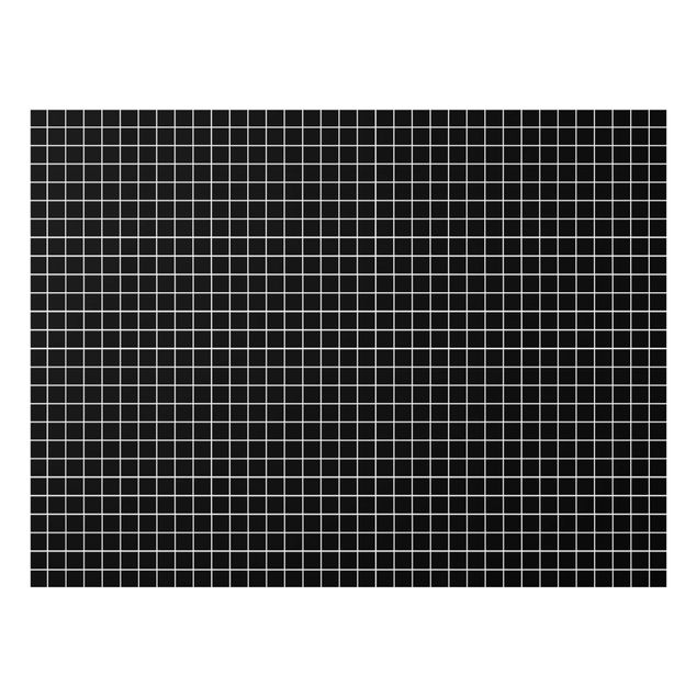 Glass Splashback - Mosaic Tiles Black Matt - Landscape 3:4
