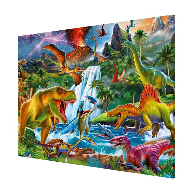 Magnetic memo board - Dinosaurs In A Prehistoric Storm