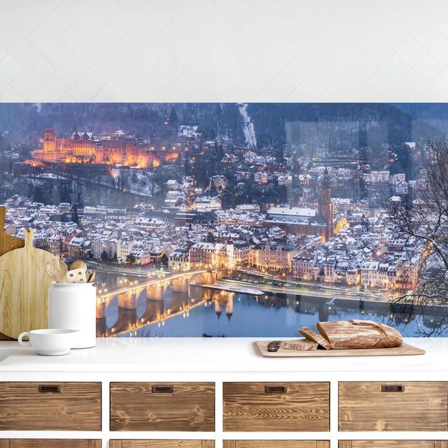 Kitchen splashback architecture and skylines Heidelberg In The Winter