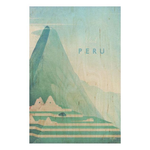 Print on wood - Travel Poster - Peru