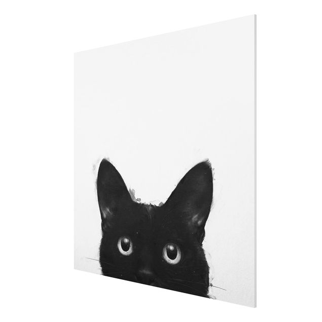 Print on forex - Illustration Black Cat On White Painting