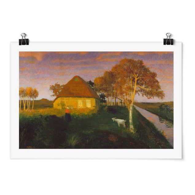 Poster - Otto Modersohn - Moor Cottage in the Evening Sun
