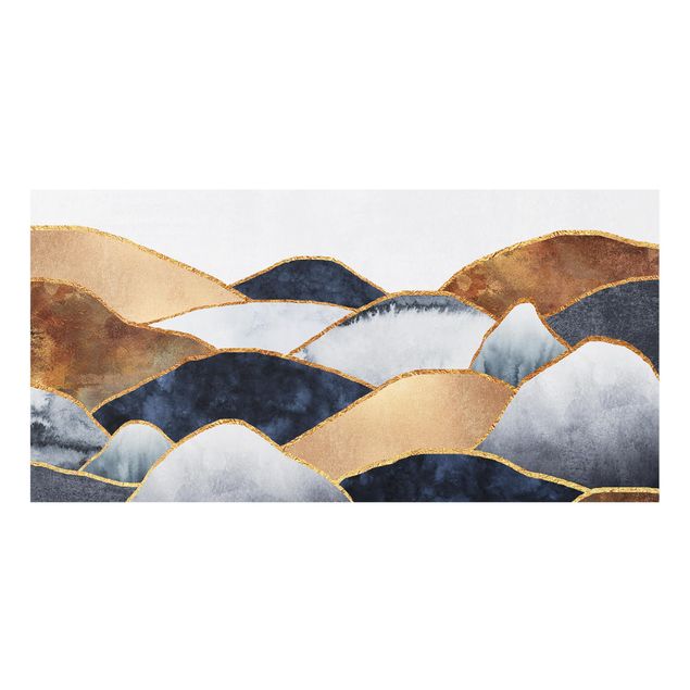 Glass splashback abstract Golden Mountains Watercolour