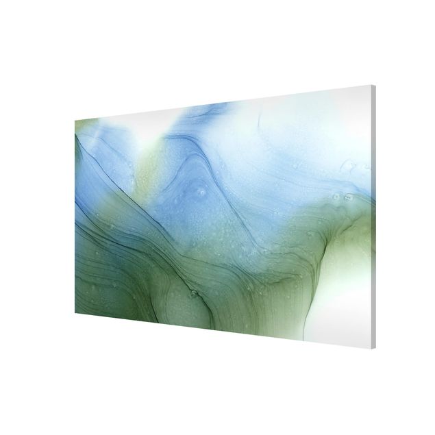 Magnetic memo board - Mottled Moss Green With Blue