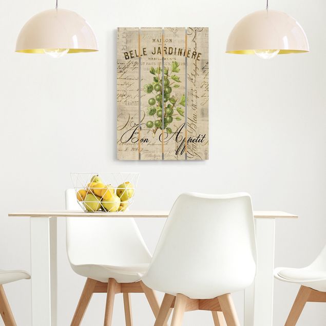 Print on wood - Shabby Chic Collage - Gooseberry