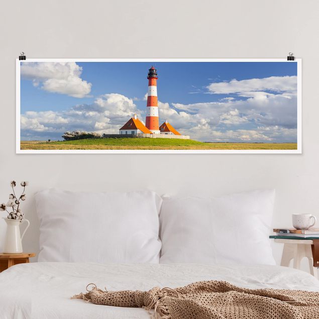 Panoramic poster beach - Lighthouse In Schleswig-Holstein
