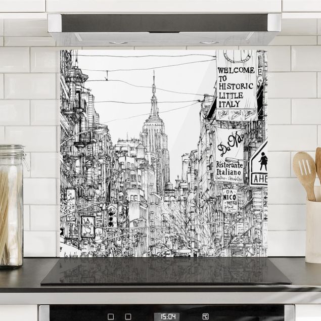 Glass splashback kitchen architecture and skylines City Study - Little Italy