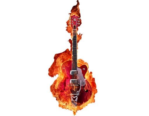 Window sticker - Guitar In Flames