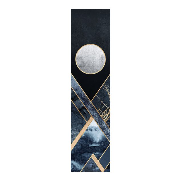Sliding panel curtain - Golden Moon Abstract Black Mountains