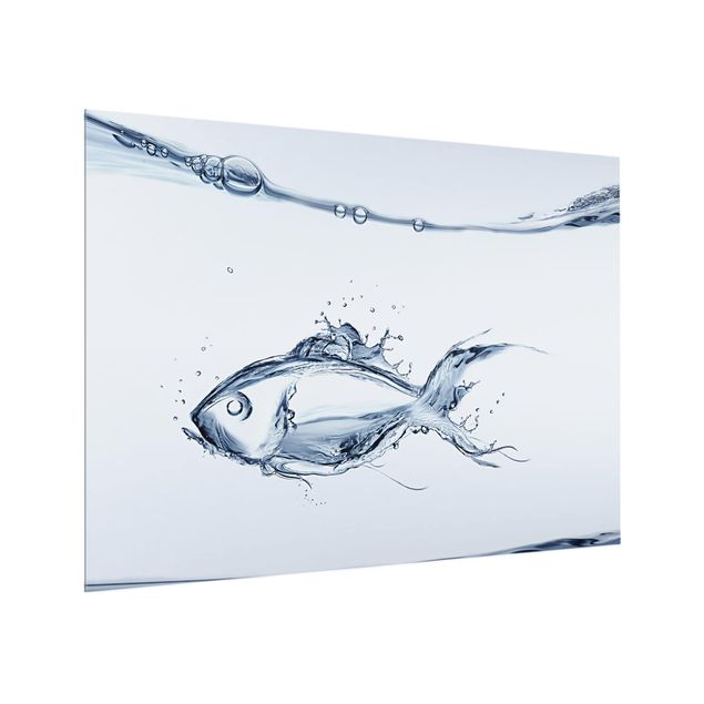 Glass Splashback - Liquid Silver Fish - Landscape 3:4