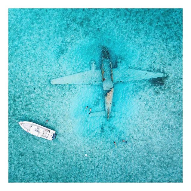 Splashback - Top View Airplane Wreckage In The Ocean - Square 1:1