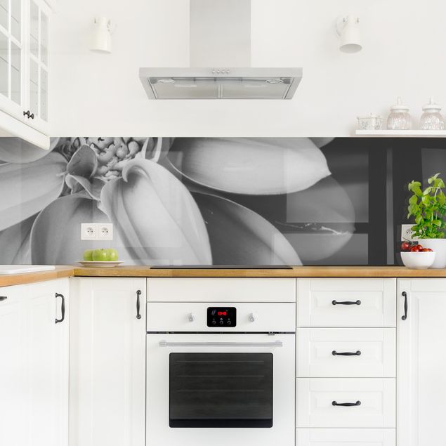 Splashback In The Heart Of A Dahlia Black And White