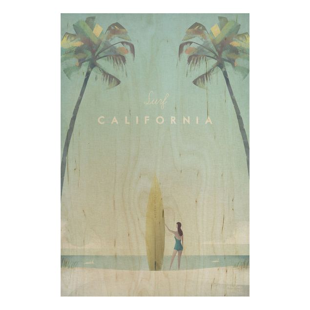 Print on wood - Travel Poster - California