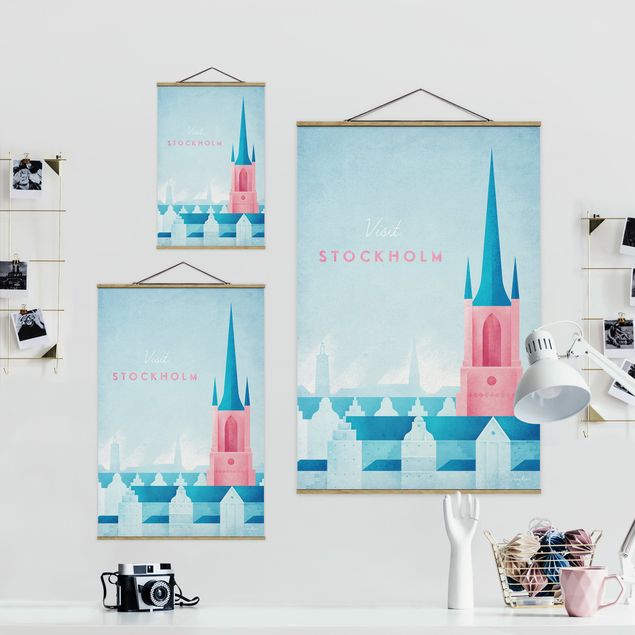 Fabric print with poster hangers - Travel Poster - Stockholm