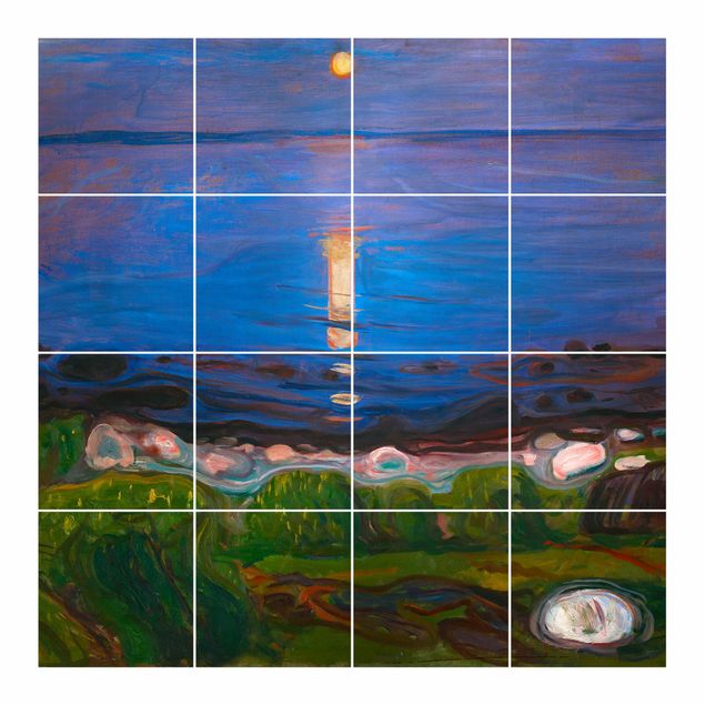Tile sticker with image - Edvard Munch - Summer Night By The Beach