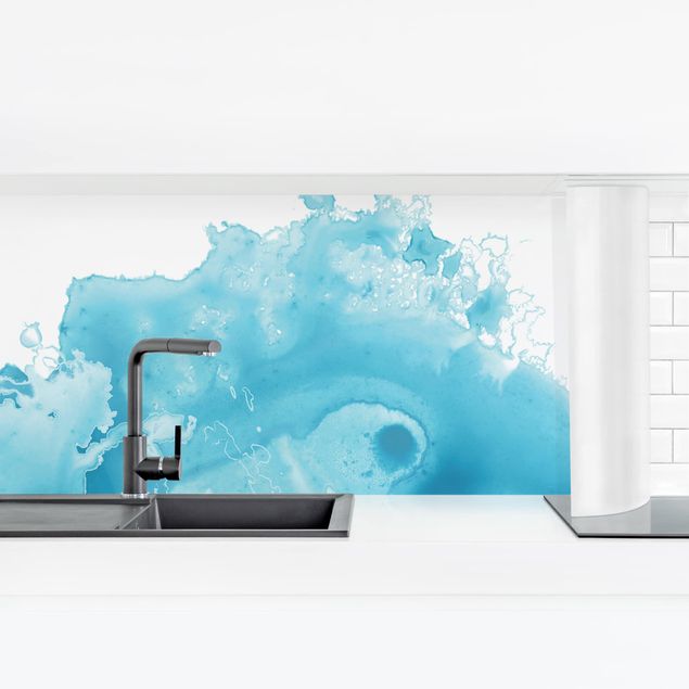 Kitchen wall cladding - Wave Watercolour Turquoise l