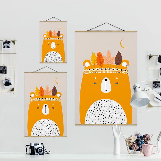 Fabric print with poster hangers - Forest Bear