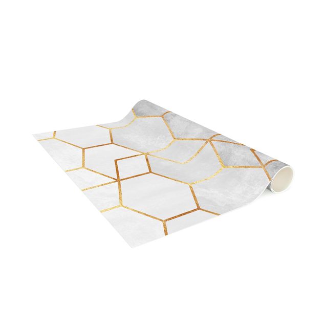Modern rugs Golden Hexagons Black And White