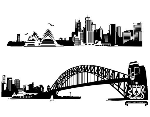 Wall stickers city ​​names No.FB50 Sydney Skyline XXL