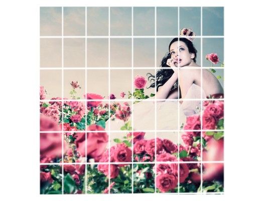 Tile sticker - Woman In The Rose Field