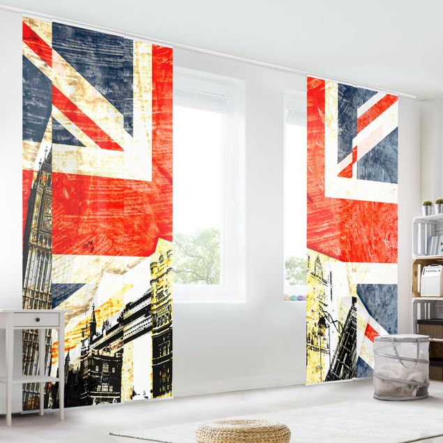 Sliding panel curtains set - This Is London!