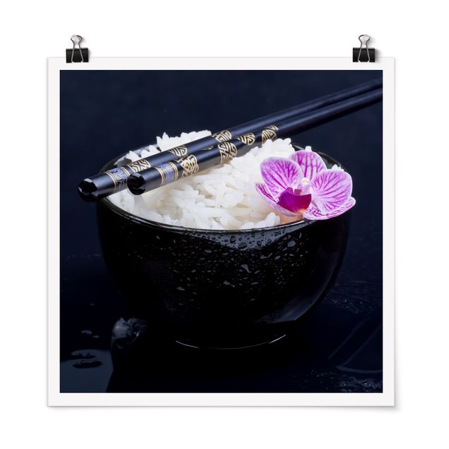 Poster - Rice Bowl With Orchid