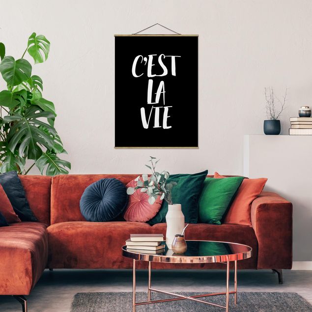 Fabric print with poster hangers - C'EST LA VIE