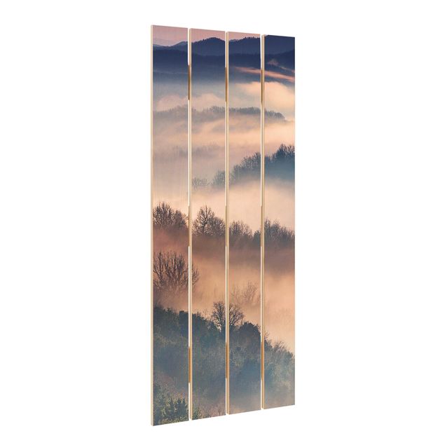 Print on wood - Fog At Sunset