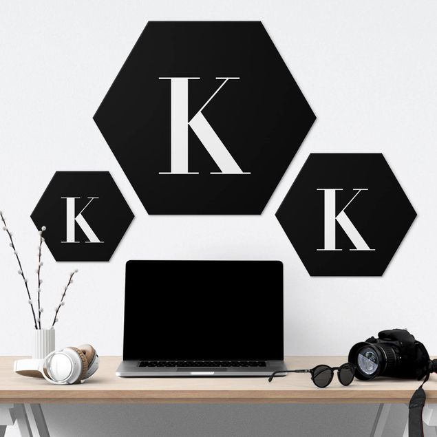 Alu-Dibond hexagon - Letter Serif Black K