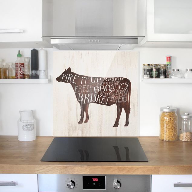 Glass splashback Farm BBQ - Cow