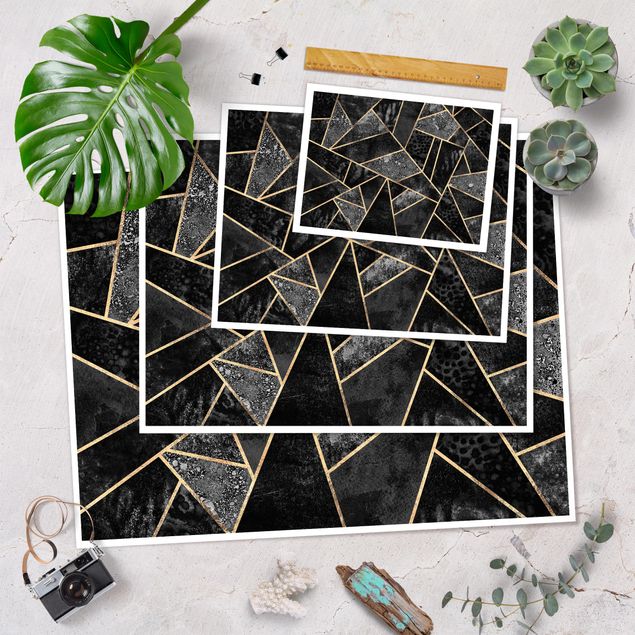 Poster - Grey Triangles Gold