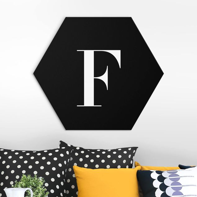 Alu-Dibond hexagon - Letter Serif Black F