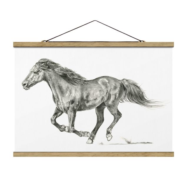 Fabric print with poster hangers - Wild Horse Trial - Mare
