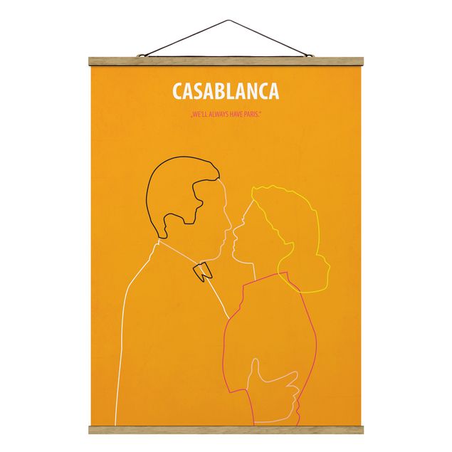 Fabric print with poster hangers - Film Poster Casablanca