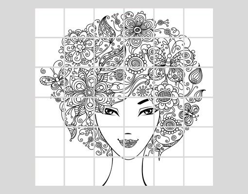Tile sticker - Flowers In The Hair