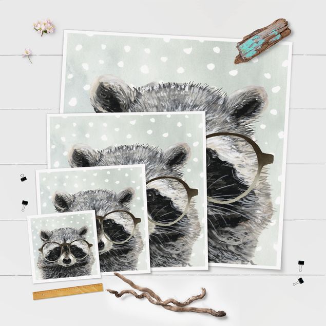 Poster - Animals With Glasses - Raccoon