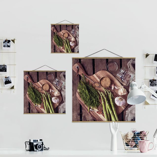 Fabric print with poster hangers - Asparagus Rustic