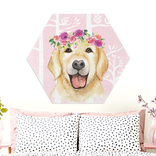 Hexagon Picture Forex - Watercolor Retriever Pink