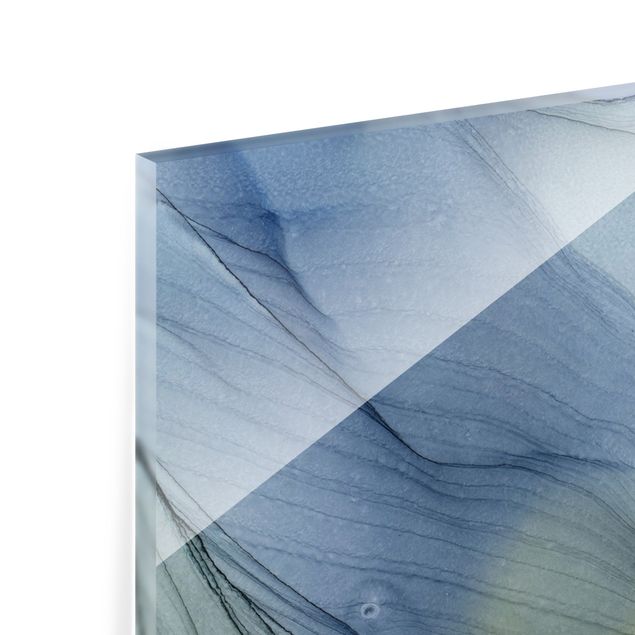 Splashback - Mottled Bluish Grey With Moss Green - Landscape format 2:1