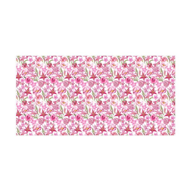 floral area rugs Pink Flowers With Butterflies