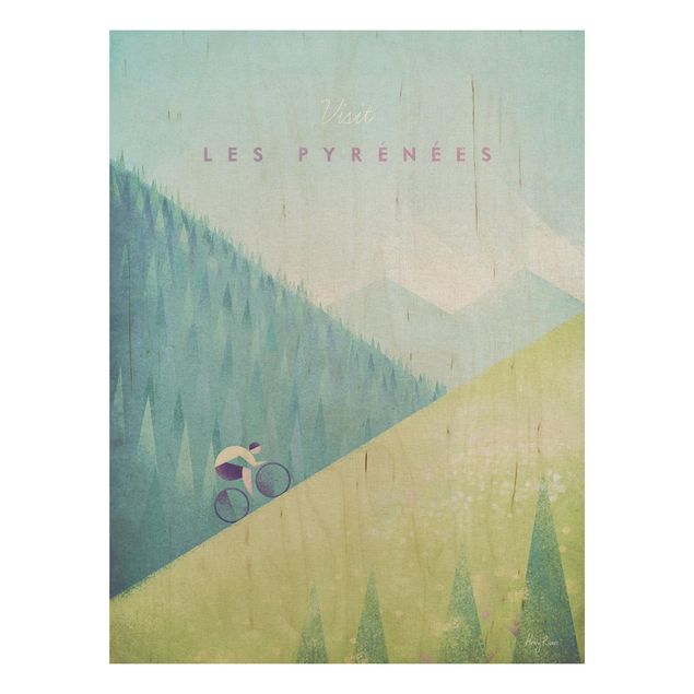 Print on wood - Travel Poster - The Pyrenees