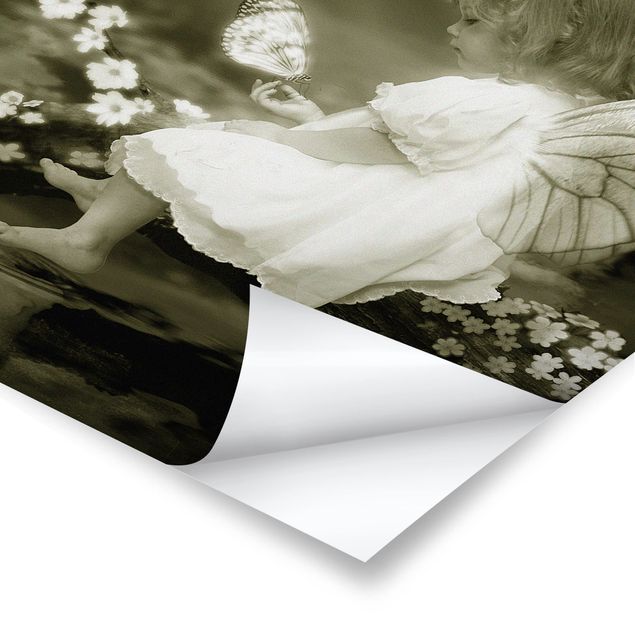 Poster black and white - Elf child on the fairytale river