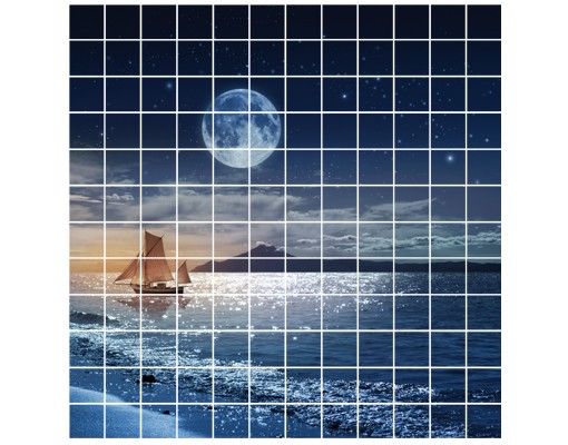 Tile sticker - Moon Night Sea