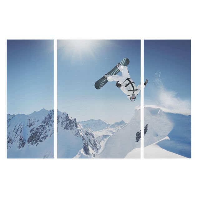 Print on canvas 3 parts - Flying Snowboarder